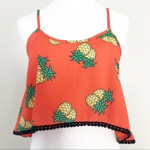 ❤️ Audrey Orange Pineapple Crop Top (M)
